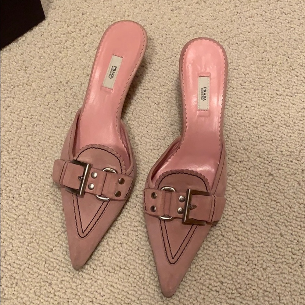 Prada pink mules